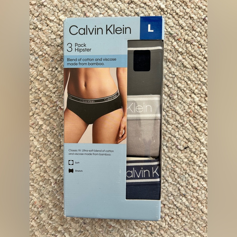 New Calvin Klein 3-Pack Hipster Women’s Panties size Large
